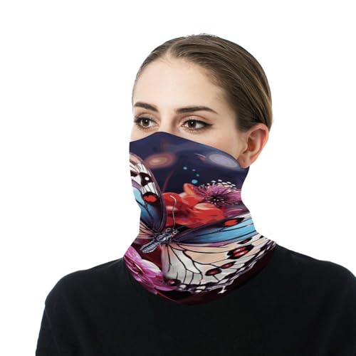 Pasamontañas balaclava elástica para hombre y mujer con mariposas coloridas sobre flores para clima frío, bufanda cuello, banda a prueba de viento para motocicleta, ciclismo, esquí y fiestas miniatura 7