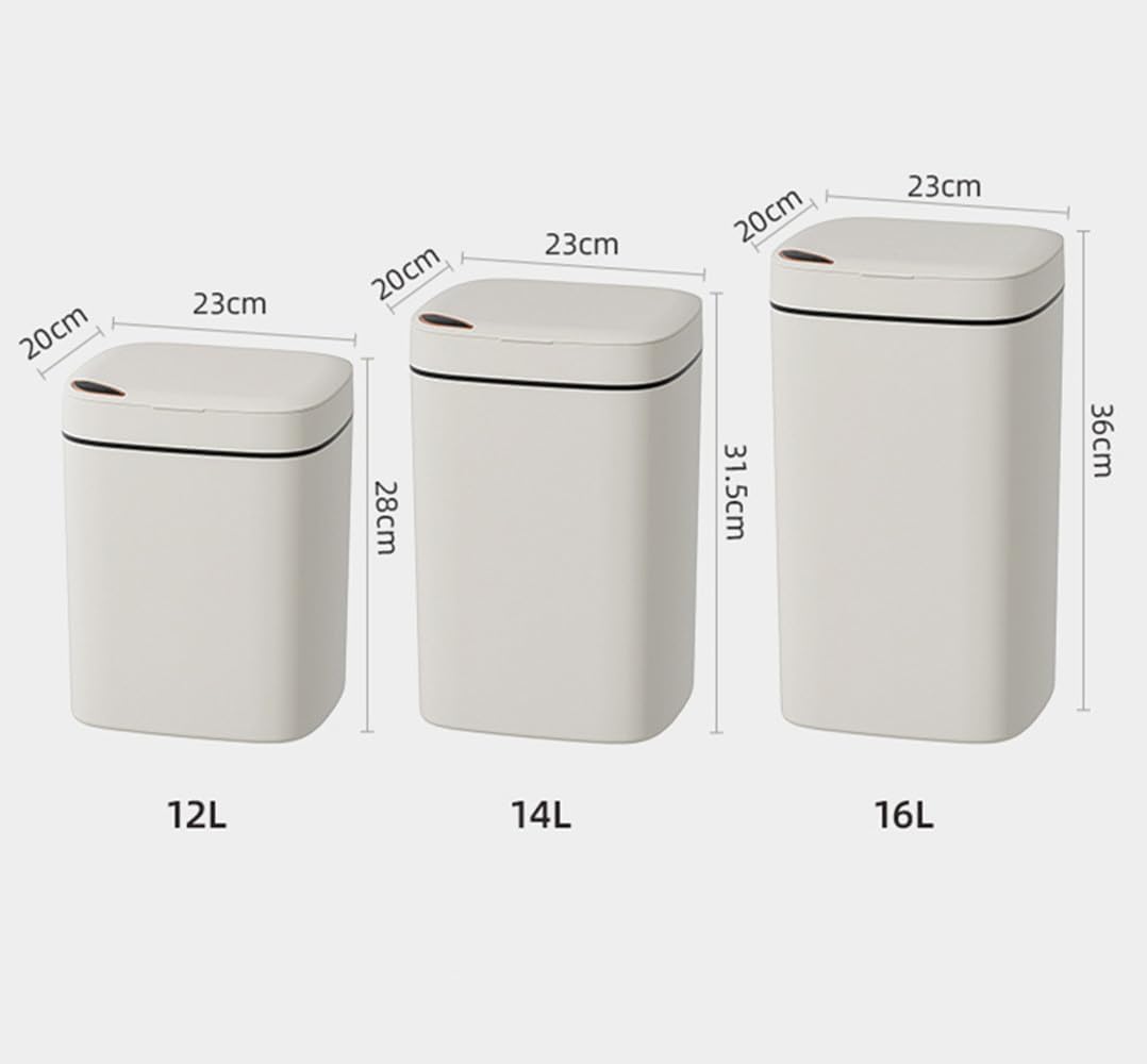 Smart Trash Can with Motion Sensor Touchless Automatic Trash Can Quiet Close Lid Rechargeable 3 Modes (Motion Sensor, Foot Kick, One-Touch Open) for Kitchen/Bathroom/Bedroom (White, 12)