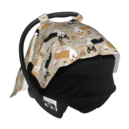 Image of Corgi Gifts for Corgi Lovers Baby Car Seat Canopy Cover 39x27.5 Inches Multi Use Nursing Cover for Newborn Canopy Mom Nursing Breastfeeding Covers