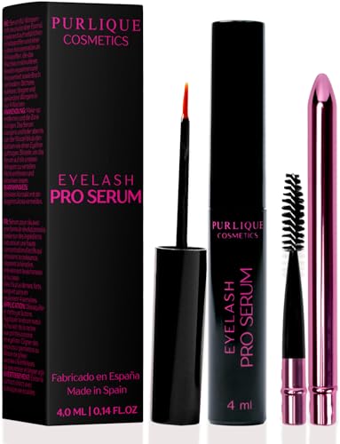 PURLIQUE Serum pestañas 4 ML - Crece pestañas en 4 Semanas + Cepillo para pestañas - Serum pestañas crecimiento alta concentración de activos SIN hormonas - Eyelash Pro Serum crecimiento pestañas