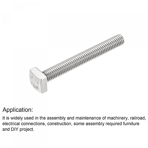 Image of uxcell Square Head Bolt, 10pcs M5x35mm Fully Thread 304 Stainless Steel Grade C Square Machine Screws