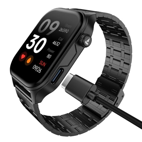 Image of boAt Ultima Vogue 2, India's First AMOLED Type-C Smartwatch, 1.96 inch Display, 1000 nits Brightness, Metal Body w /Premium Straps, 10-Days Battery Life, Smartwatch for Men & Women (Steel Black)
