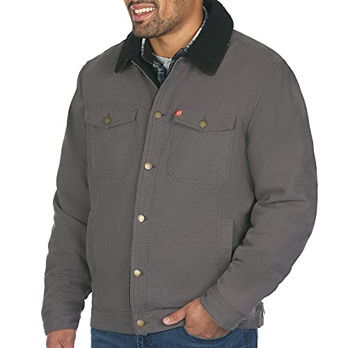 The American Outdoorsman Sherpa Lined Canvas Trucker Jacket (Smokey Trout, XXL)