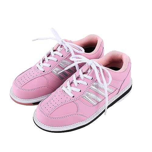DHAEY Woman's Lace Up Bowling Shoes Lightweight Wear-Resistant Trainers Breathable Lightweight Fashion Youth Athletic Fitness Shoes (Color : Pink, Size : 7 Women/5.5 Men)