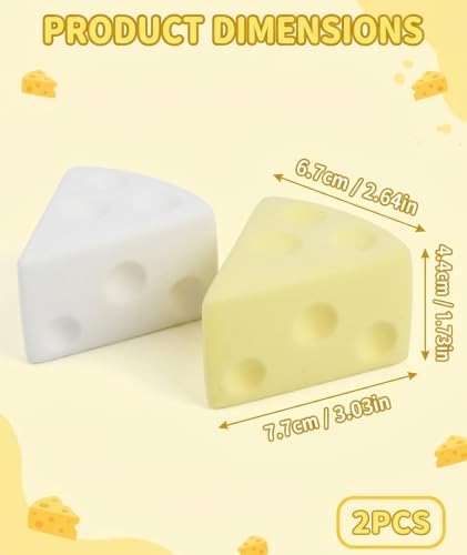 Image of 2Pcs Cheese Squishy, Taba Squishy, Dumpling Squishy-Stretchy Food-Shaped Sensory (Yellow and White)