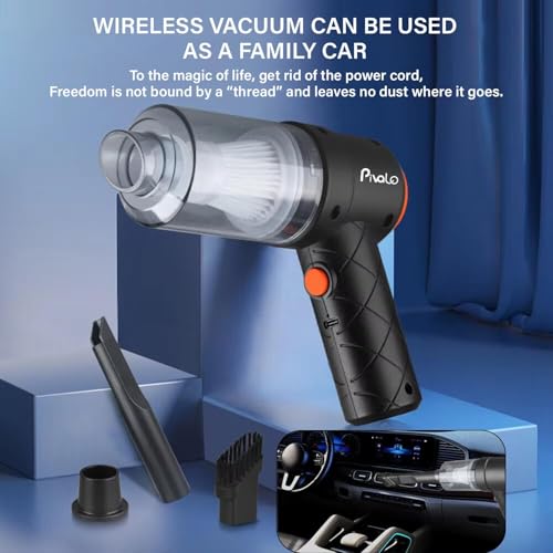 Image of Pivalo 2-in-1 Cordless Car Vacuum Cleaner with Powerful Suction, Filter, 3 Nozzles & USB Charging | Portable Wireless Mini Car Air Blower for Home, Office & Travel Cleaning (Pack of 1, Black)
