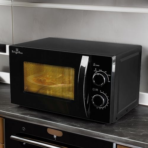 Berlinger Haus Mikrowellenherd 20 L | Matte Black Collection mit 700 W Leistung | 6 Stufen | Edelstahlteile & Borosilikatglas | Innenbeleuchtung & Auftaufunktion