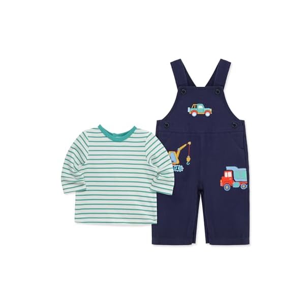 Little Me Essentials for Baby Girls and Boys Woven Jumpers and Coverall Overalls Set, Newborn to 24 Months - Image 4