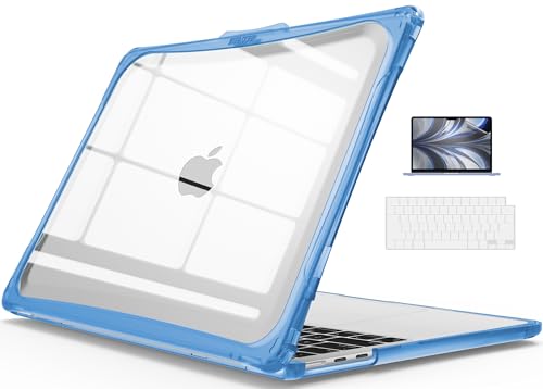 IBENZER Heavy Duty Case for 2025 2024 2023 MacBook Air 15 inch M4 A3241 M3 A3114 M2 A2941, Hexpact case with ScreenFilm &KeyboardCover, Protective Cover for Mac Air 15.3, SerenityBlue, HPE-AT15-SRL+2