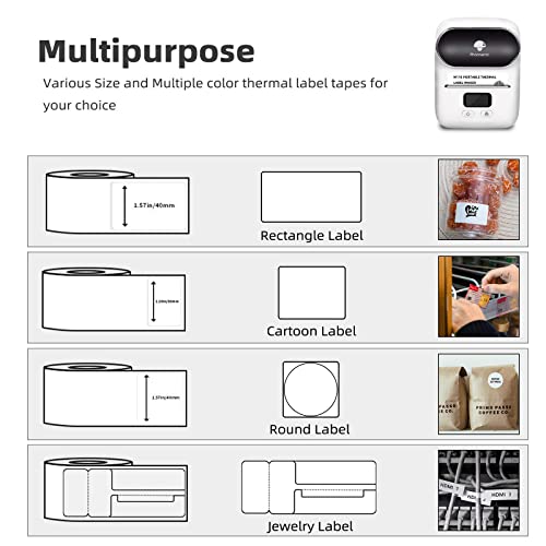 Image of Phomemo M110 Bluetooth Thermal Label Maker Machine, Wireless Portable Address Mailing Barcodes Sticker Small Label Printer, Compatible with Android & iOS Apply to Price Tag, Clothing, Jewelry, Retail