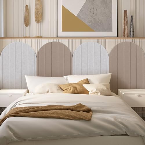 Btstil 3D Wandpaneele, 4 Stück 43 x 32 cm Wandschutz Filz-Paneel Dekorative Wandpaneele, Selbstklebend Antikollision Wandaufkleber für Schlafzimmer, Kinderzimmer (Braun)