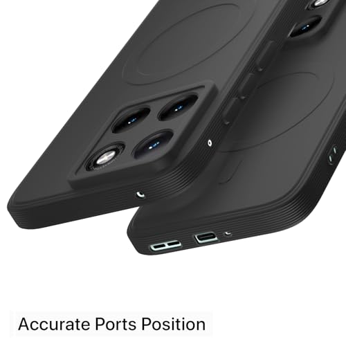 Image of Outlouders Back Cover for Motorola Moto Edge 70 Fusion 5G Soft Matte Silicone Cover with Slim Fit | Mag-Safe Logo (Not Mag-Safe Compatible) | Shockproof | Camera Protection Bumper Case (Black)