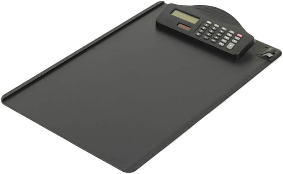 Clipboard Paper Holder with Calculator Plastic A4 Profile Clip Paper Hardboard for Classrooms Office Home Supplies (Black)