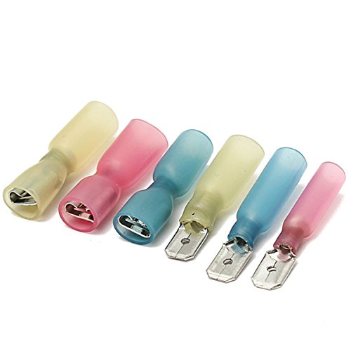 Fotag 100 Pcs Waterproof Heat Shrink Fully-Insulated Female Male Spade Terminals Electrical Wire Crimp Connectors Kit #TOP2