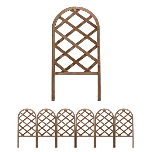 The Secret Home - Set de 6 Paneles de Celosía de Madera - Decoración para Interiores o Exteriores - Ideal para Jardín, Terraza o Balcón - Madera Oscura