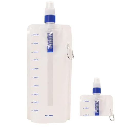 SISKEYCOOC 1.0L Collapsible Water Filter, Water Filter Backpack for Traveling, Portable Water Fiter, Outdoor Water Filter Camping, Hiking Water Filter (White)