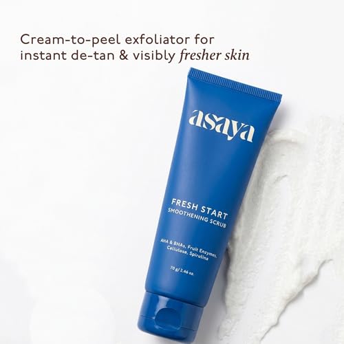 Image of Asaya Fresh Start Smoothening Scrub | Face Exfoliator for Instant Glow-Up | Exfoliating Face & Body | AHA BHA | Dead Skin Remover for Pores, Blackheads & Uneven Skin - 70gm