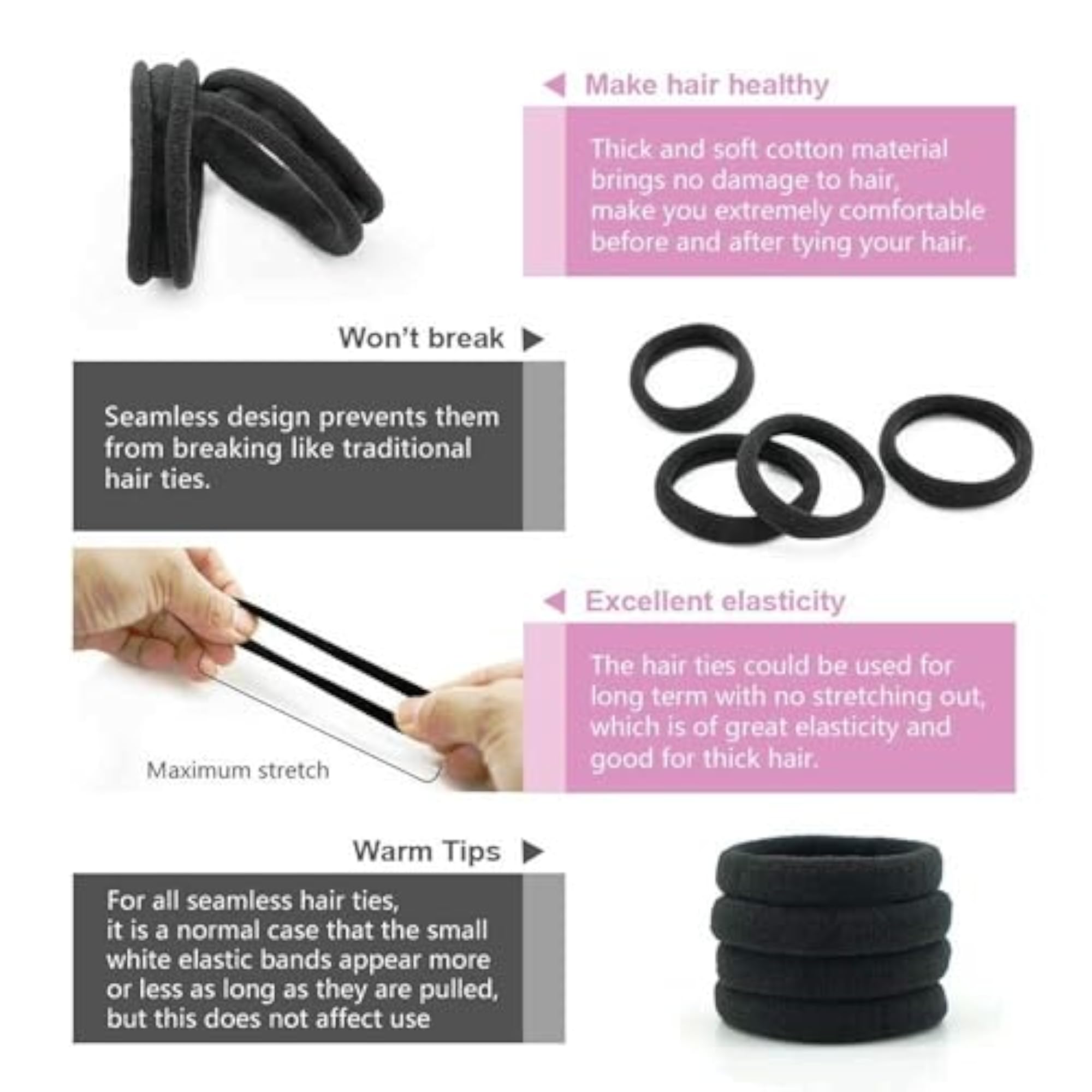 30 Ponytail Holder Elastic Soft Cotton Hair Bands