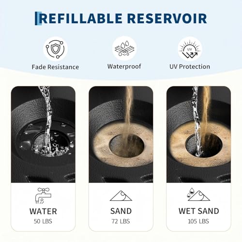 GarveeLife Patio Umbrella Base, 80lb Capacity Heavy Duty Design with Adjustable Pole Adapter Fits 1.5" to 2.1" Poles for 7.5-11FT Umbrellas, Corrosion-Resistant and Wind-Resistant for Outdoor, Patio by GarveeLife - Used condition - Image 2