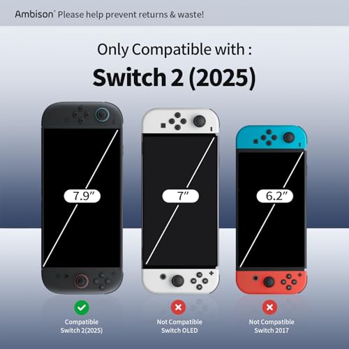 Image of Ambison [2 Pack Matte Finish Glass Screen Protector Compatible with Nintendo Switch 2 Model 2025 7.9inch, Anti Glare-Reduce Reflection /Smooth as Silk for Game /Anti-Fingerprint /Tempered Glass /Full Coverage /No Bubbles
