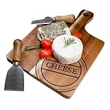 JS Gourmet Acacia Cheese Paddle Board with 2 Knives Perfect for Cutting and Serving, Paddle Charcuterie Board Enhances your Presentation with Chic Elegance for Cheeses, Meats, and Crackers