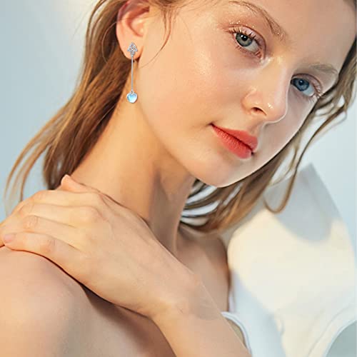 Celtic Moonstone Earrings For Women Sterling Silver Celtic Knot Moonstone Heart Drop Dangle Earrings For Teen Girls Moonstone Jewelry Irish Earrings Birthday Christmas #TOP3