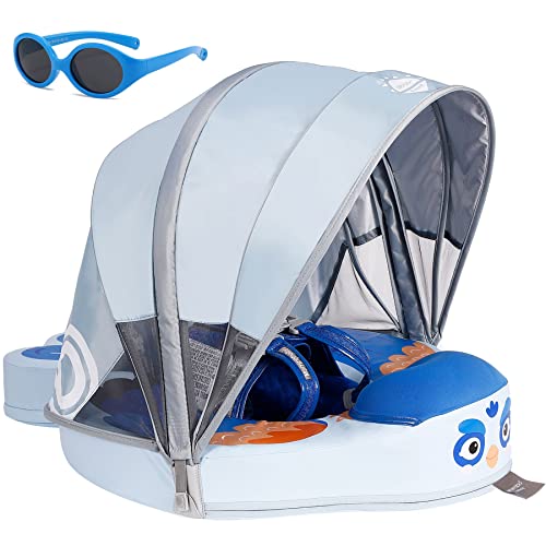 Mambobaby Float With Canopy Baby Pool Swimming Float Non-Inflatable For 3-24 Months Infant Float Swim Ring Upgrade Add Tail Avoid Flip Over Swim Trainer #TOP4