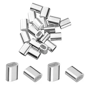 MroMax 20PCS M2.5 Steel Cables Aluminium Wire Rope Ferrules Sleeves Silver Tone