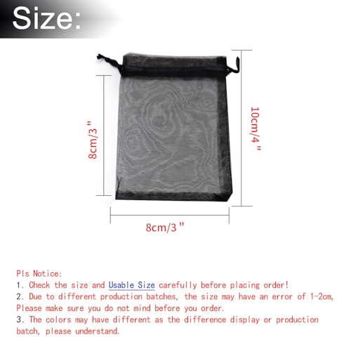 Image of Dealglad 100pcs Drawstring Organza Jewelry Candy Pouch Party Wedding Favor Bags (3x4 inch, Black)