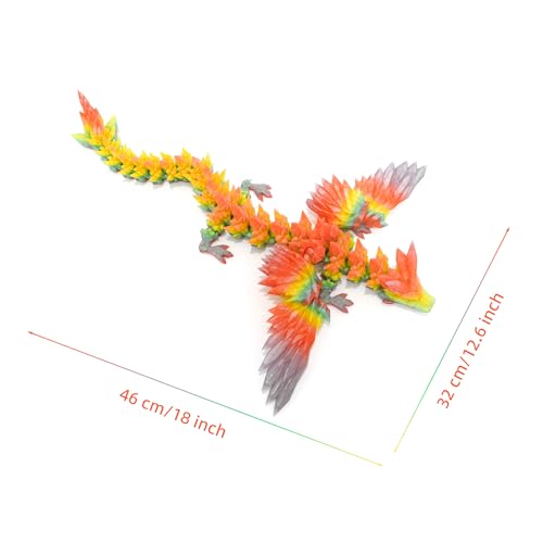 Image of 3D Printed Dragon with Wings - 18 inch Flying Dragon, XL Articulated Winged Crystal Fidget Toy, Home Decor, Birthday Gift, Desk Pet (Crystal Summer Dream)