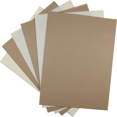 Image of KCS 6 pc of 12 inch x 18 inch(30cmx45cm) 14CT Counted Cotton Aida Cloth Cross Stitch Fabric (Cream+Khaki)