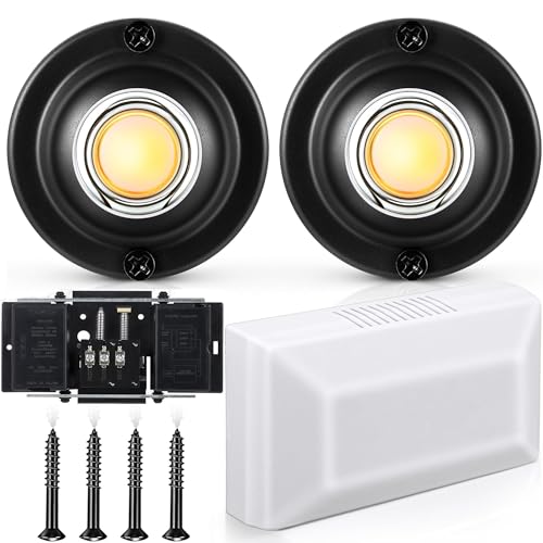 Saillong Wired Doorbell Chime Kit, 2 Pack Black Round Metal Doorbell Buttons with Chime Box for Front and Rear Doors, 2 Sounds Options, Compatible with Most Doorbells(Hill Style) by Saillong - Used condition - US$14.29