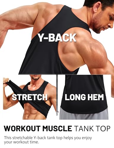 TACVASEN Men's Y-Back Dry Fit Tank Tops Workout UPF 50+ Sleeveless Shirts Muscle Gym Running Vest Athletic Tank Tops3