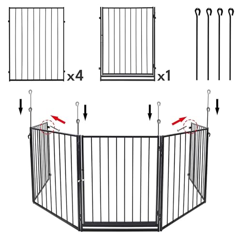 KRUMAD Kaminschutzgitter Baby 300 cm – Ofenschutzgitter für Kinder & Haustiere – Flexibles Kinderschutzgitter aus Metall mit Tür, Klappbar & Stabil – Absperrgitter für Kamin, Ofen & Treppe