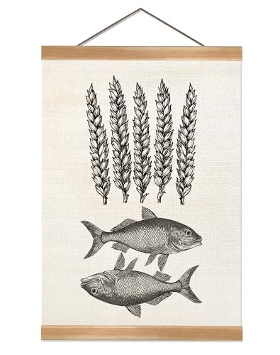 ZTGDA Jesus Feeds The 5000 Wall Art，Miracle Of The Five Loaves And Two Fish Poster,Art Prints Black And White Christ Bible Verses Story Wall Decor (Five Loaves And Two Fish)