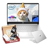 HP 2026 14" Laptop for College Students - 1-Y Office 365, Intel 4-Core Processor, 4GB RAM, 128GB UFS & 256GB SD Card, Wi-Fi 6, Copilot AI, Win 11Pro, All-Day Battery Life, w/Bundle (Silver)