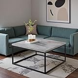 CENSI 30" Square Coffee Table, Modern Industrial Concrete Grey Center Table for Living Room, Faux Stone Finish with Sturdy Metal Frame, Extra Thick Wood Top, Easy Assembly for Home & Office