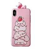 UnnFiko Piglet Phone Case Compatible with iPhone 6/ iPhone 6s, Cute 3D Cartoon Animal Soft Silicone Protective Case for Girls Women (Strawberry Piglet, iPhone 6 / 6s)