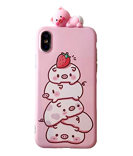 Unnfiko Piglet Phone Case Compatible With Iphone 6/ Iphone 6S, Cute 3D Cartoon Animal Soft Silicone Protective Case For Girls Women (Strawberry Piglet, Iphone 6 / 6S) #TOP15