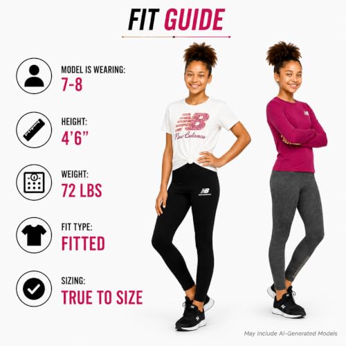 Image of New Balance Active Girls Legging Set - 4 Piece Athletic Short Sleeve Shirt, Long Sleeve Shirt & Activewear Girls Leggings Set