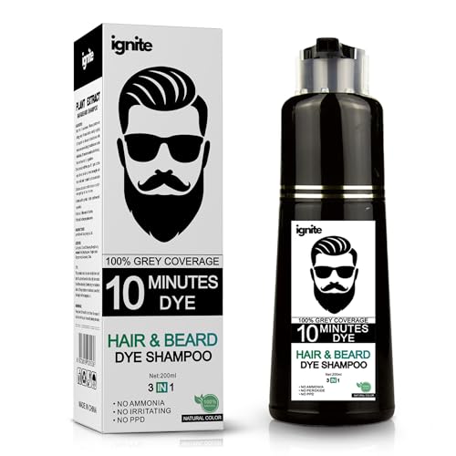 Hair & Beard Dye Shampoo for Men Black 100% Grey Coverage