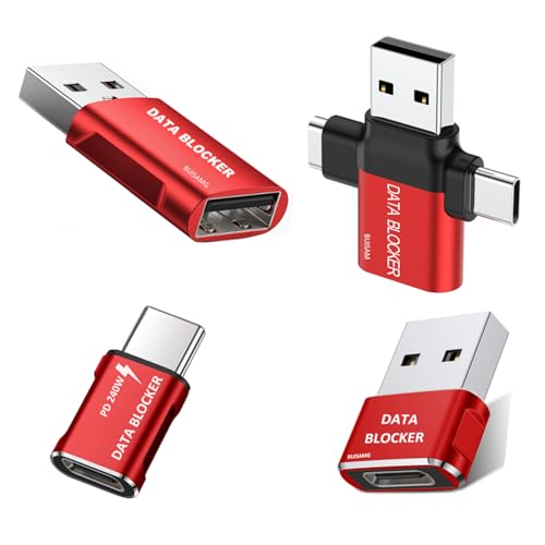 BUISAMG Data Blocker, 4-in-1 Universal Locker Protection from Illegal Downloading, Hacking Proof Guaranteed, USB C Data Blocker for iPhone 15 16 and Any USB Device Charging. (4-Pack)