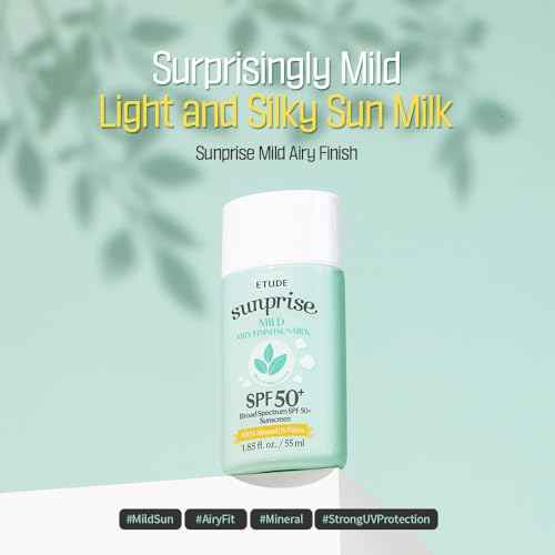 Etude Sunprise Mild Airy Finish Sun Milk Spf50+ / Pa++++ | Sebum-Free, Non-Sticky, Long Lasting Protection, 100% Mineral Based Korean Sunscreen thumb #4