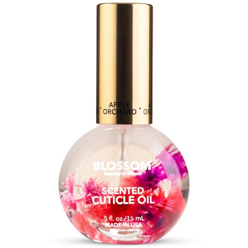 Blossom Cuticle Oil for Nails, Hydrating, Moisturizing, Scented Nail Oil Cuticle Care, Infused with Real Flowers, Made in USA, 0.5 fl. oz, Apple
