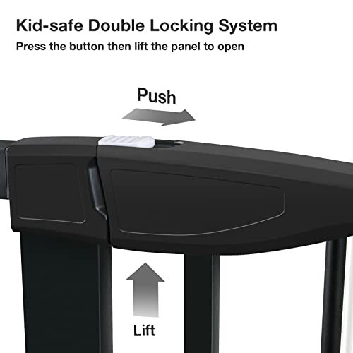 Baby Gate For Doorways And Stairs, Ronbei 51.5" Auto Close Safety Baby Gate For Kids And Pets, Extra Wide Child Gate Dog Gates For The House, Heavy Duty Metal Walk Through Door (Black) #TOP5