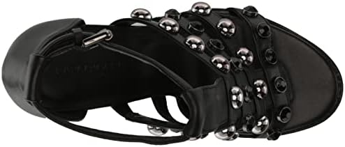 Karl Lagerfeld Paris Women's Brexton-T Strap Sandal, Black/Gunmetal, 5 | Image 4