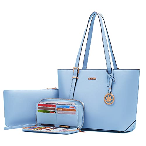 Image of Qiyuer Versatile Daily Purses with RFID Wallet for Women Tote Handbag Set | 3PCS, Fits 13 inch Tablet, Sturdy Vegan PU, Spacious, Work Use, Shoulder Satchel, Large Clutch Wallet, Makeup Bag, Ideal Gift