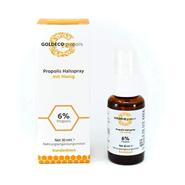 GOLDECO Propolis Halsspray 6% - 30ml Propolis Spray, Halsspray mit SprÃ¼hkopf, 100% natÃ¼rlich direkt vom Imker, standardisierte QualitÃ¤t, fairer Handel