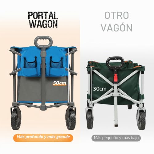 Miniatura 2 de Portal Carro De Mano Plegable Xxl 228l Con Bolsillo Lateral Portavasos Carro Plegable Profundo Para El Jardín De Camping En La Playa