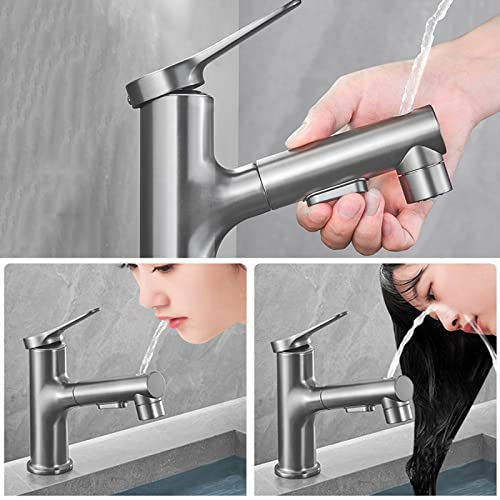 Robinet de salle de bain extractible noir avec douchette 3 jets - 5